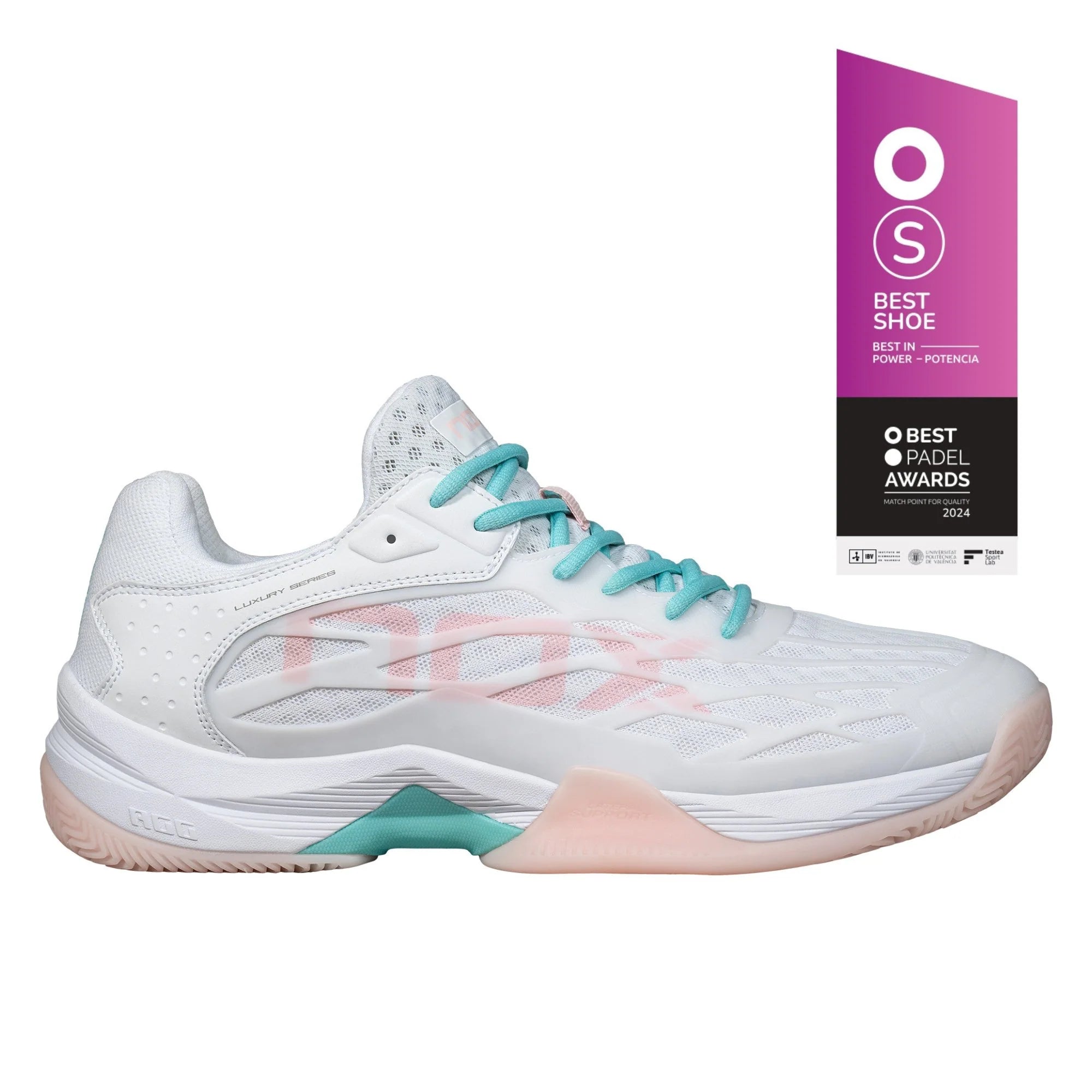 NOX AT10 LUX Padel Shoes — White/Potpurri